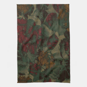 Colourful flower camouflage pattern tea towel