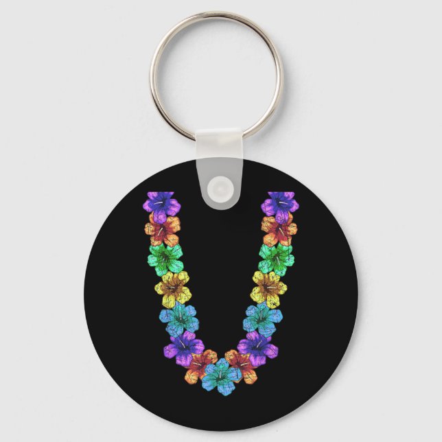 Colourful Flower Chain Tropical Summer Vacation Key Ring (Front)