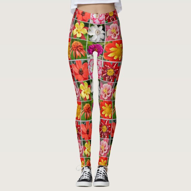 Colourful flower collage leggings (Front)
