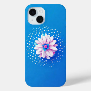 Colourful Flower Composition on Blue Background iPhone 15 Case