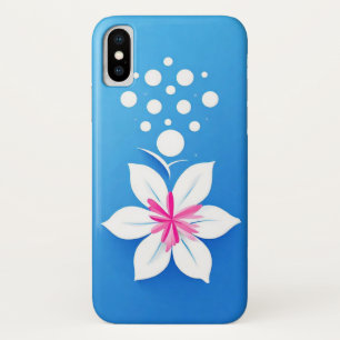 Colourful Flower Composition on Blue Background iPhone X Case