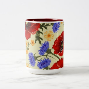 Colourful Flower Design Two Tone Mug