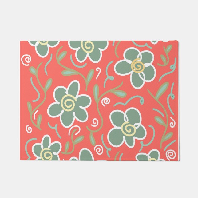 Colourful Flower  Doormat (Front)