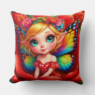 Colourful Flower Fairy For Fantasy Lovers Cushion