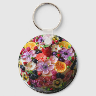 Colourful flower fondant cake key ring
