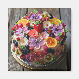 Colourful flower fondant cake magnet