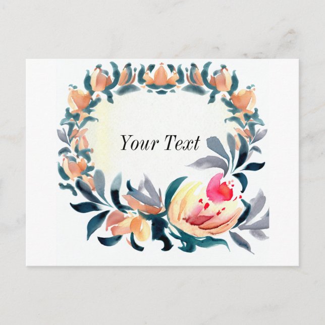 Colourful Flower Frame Invitation Postcard (Front)