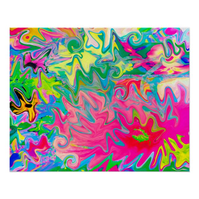 Colourful Flower Garden Abstract Collage Poster (Front)