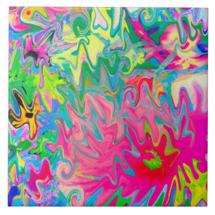 Colourful Flower Garden Abstract Collage Tile