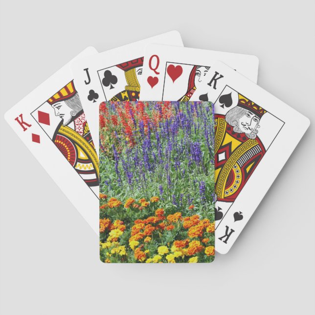 Colourful Flower Garden In Summer  Playing Cards (Back)
