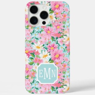 Colourful Flower Garden Monogrammed iPhone 16 Pro Max Case