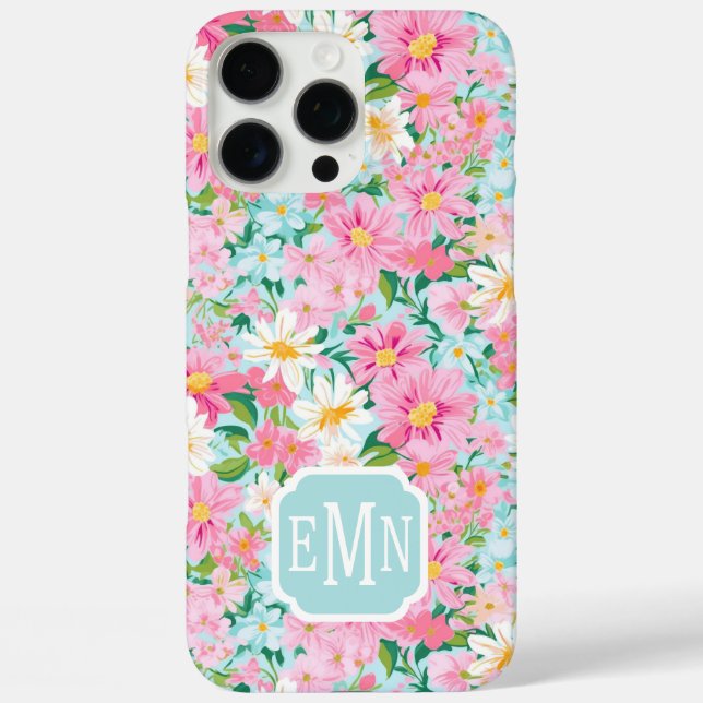 Colourful Flower Garden Monogrammed Case-Mate iPhone Case (Back)