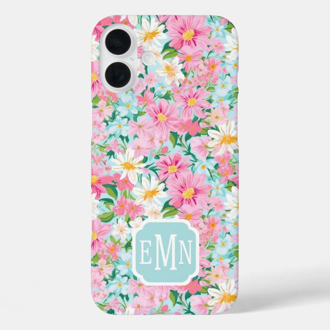 Colourful Flower Garden Monogrammed Case-Mate iPhone Case (Back)