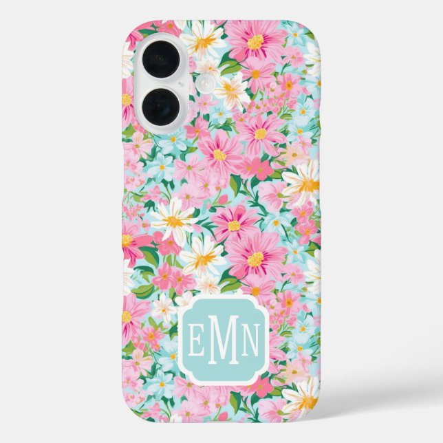 Colourful Flower Garden Monogrammed Case-Mate iPhone Case (Back)