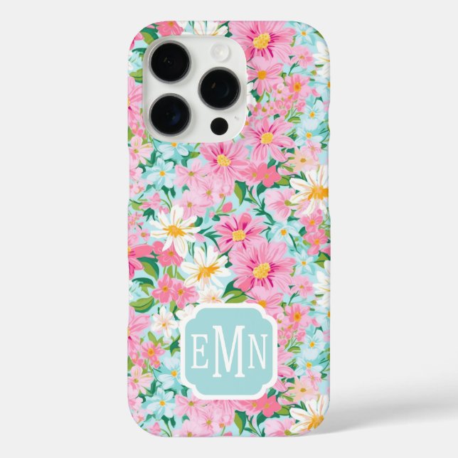 Colourful Flower Garden Monogrammed Case-Mate iPhone Case (Back)