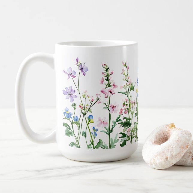 Colourful Flower Gift Idea 🌸  coffee mug 15oz (With Donut)
