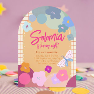 Colourful Flower Girl Arch Birthday Invitation