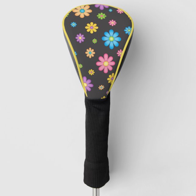 Colourful Flower Girl Power Hippie Golf Head Cover (Front)