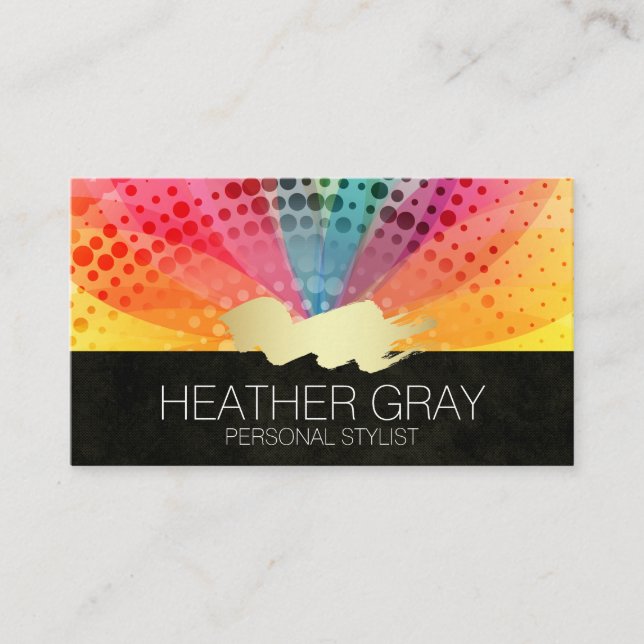 Colourful Flower Gold Brushed Appointment Card (Front)