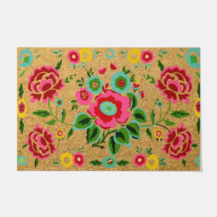 Colourful flower indoor mat, Summer flower entry  Doormat