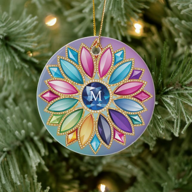Colourful Flower Jewel Ceramic Tree Decoration (Tree)