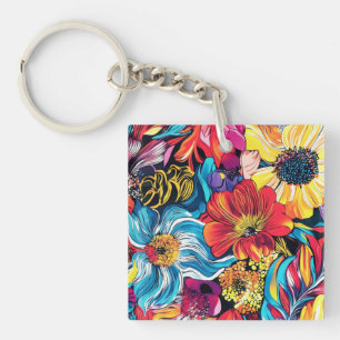 Colourful Flower Key Ring