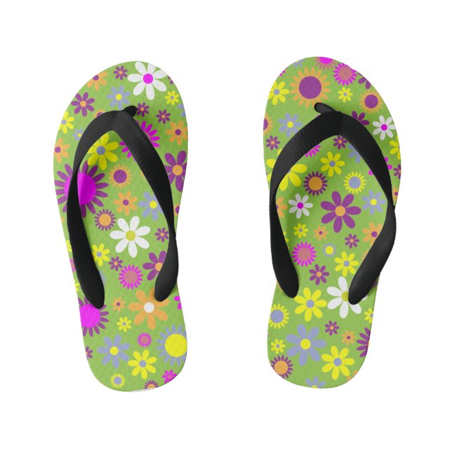 Colourful Flower Kids Flip Flops (Footbed)