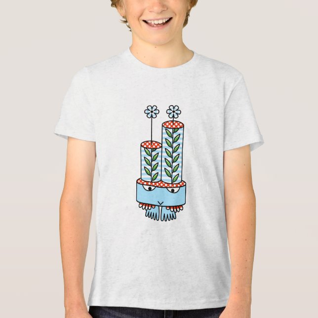 Colourful flower-like Kawaii cute character tshirt (Front)