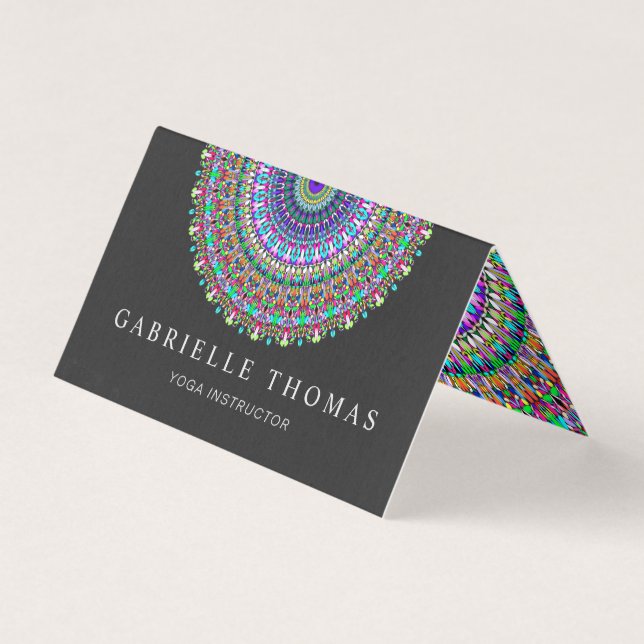 Colourful Flower Mandala Business Card (Front)