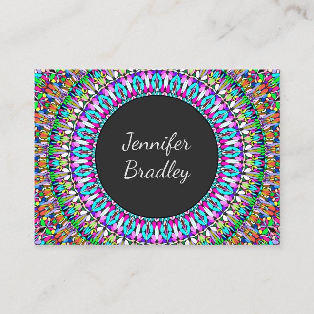 Colourful Flower Mandala Business Card (Front)