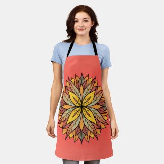 Colourful Flower Mandala Fun Abstract Kaleidoscopi Apron