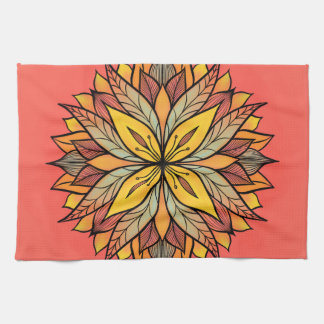 Colourful Flower Mandala Fun Abstract Kaleidoscopi Tea Towel