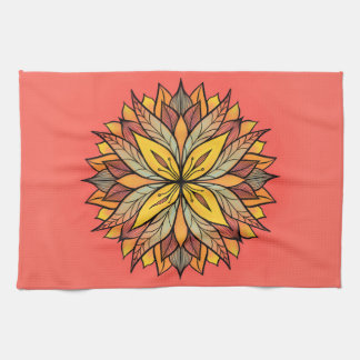 Colourful Flower Mandala Fun Abstract Kaleidoscopi Tea Towel