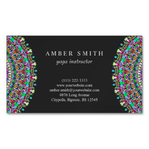 Colourful Flower Mandala Magnetic Business Card