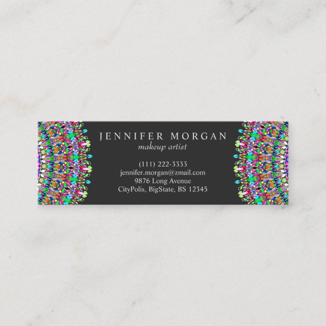 Colourful Flower Mandala Mini Business Card (Front)