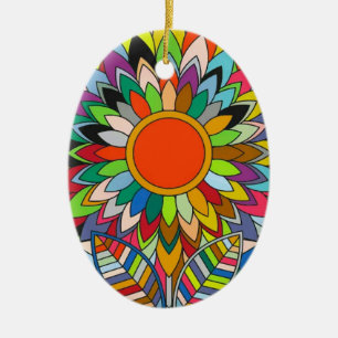 colourful flower mandala yaei design ceramic tree decoration