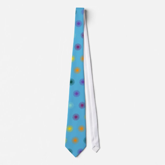 Colourful Flower Modern Geometric Pattern Tie (Front)