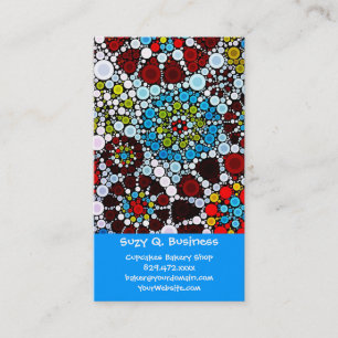 Colourful Flower Mosaic Circles Bubbles Design Business Card