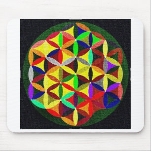 Colourful Flower Of Life Design Mouspads Mouse Mat
