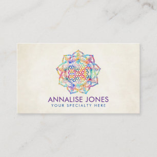 Colourful Flower of Life in Lotus mandala  Business Card