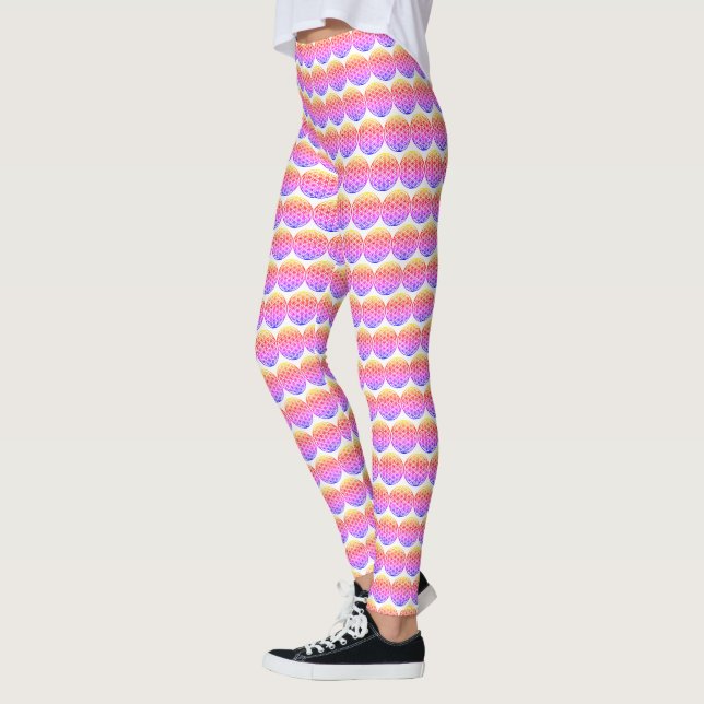 Colourful Flower of Life - pink pattern Leggings (Left)