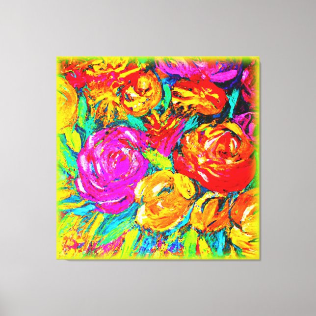 Colourful Flower Oil Painting. Buy Now Canvas Print (Front)