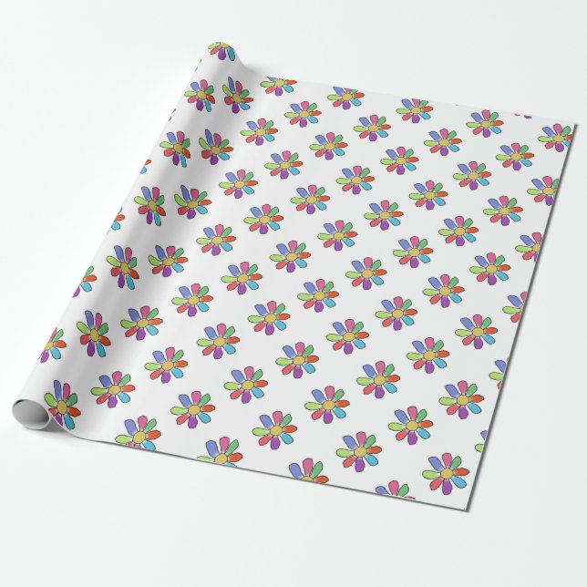 Colourful Flower on any Colour Wrapping Paper (Unrolled)