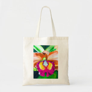 Colourful flower orchid watercolor art tote bag