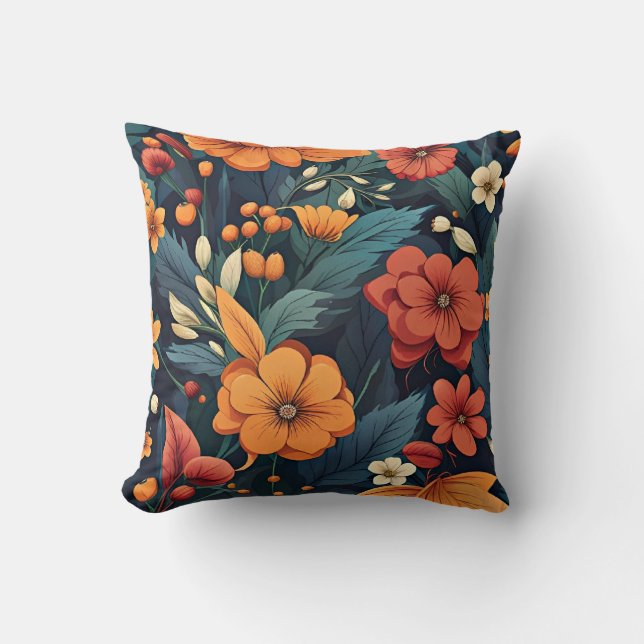 Colourful Flower Pattern Cushion (Front)