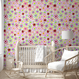 Colourful Flower Pattern Hand Drawing Floral Wallpaper