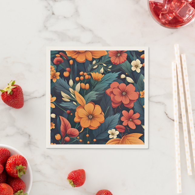 Colourful Flower Pattern Napkin (Insitu)