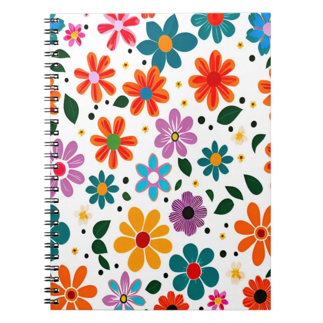 Colourful flower pattern notebook (Front)