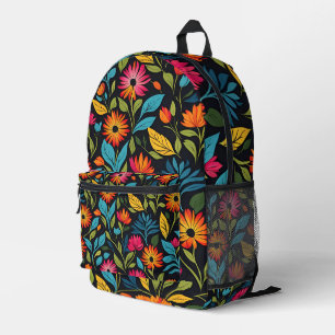 Colourful Flower Pattern Printed Backpack