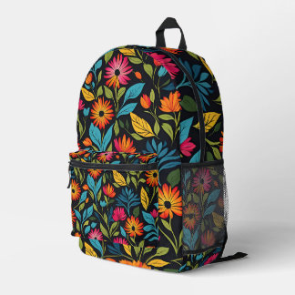 Colourful Flower Pattern Printed Backpack